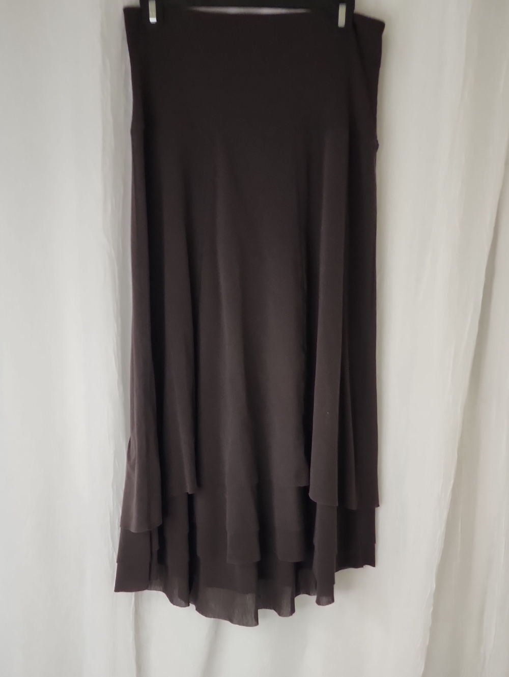 CAbi Dark Brown High-Low Tiered Skirt